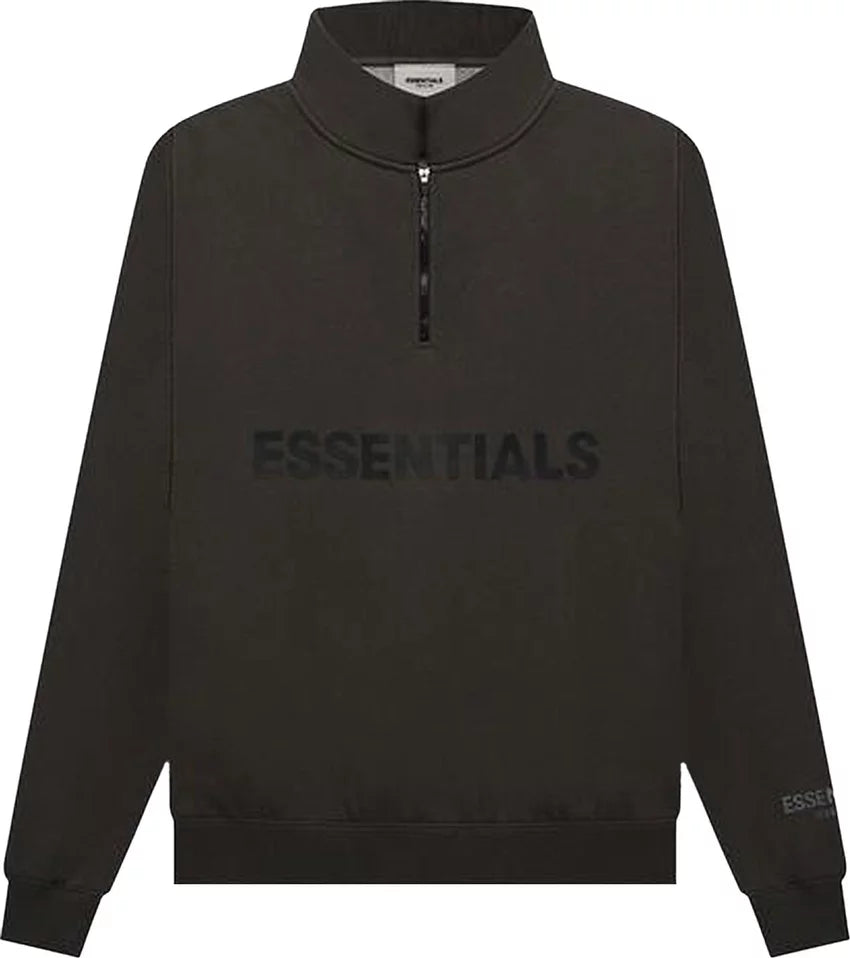 FEAR OF GOD ESSENTIALS HALF ZIP CREWNECK BLACK FW20 SAME OR